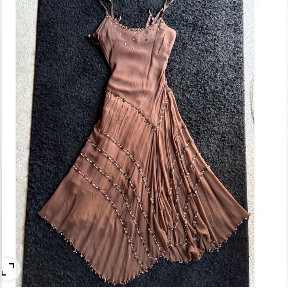 2000s Brown Asymmetrical Dress